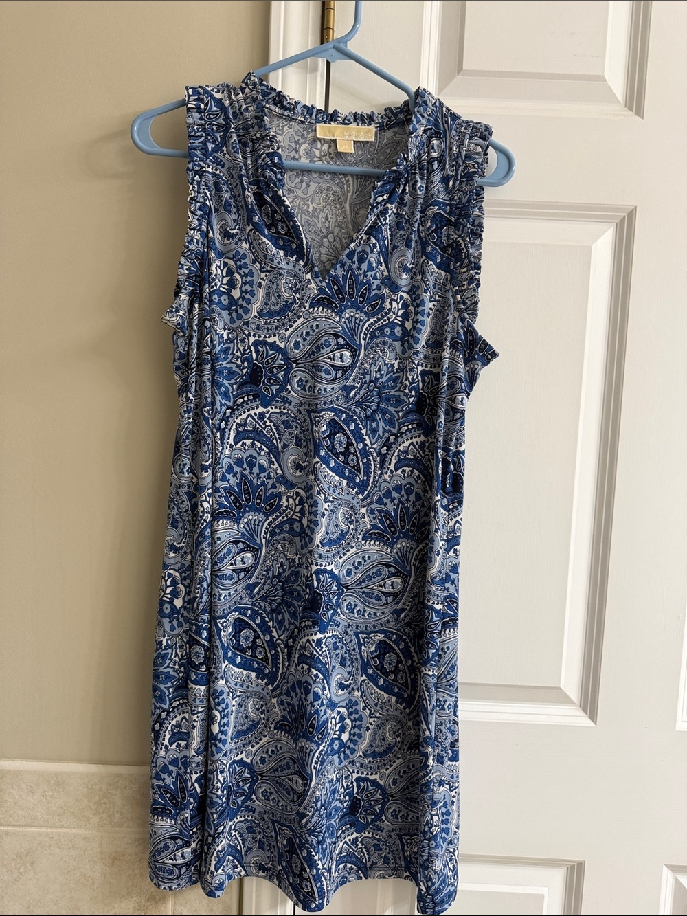 Michael Kors Sleeveless Blue Paisley Shift Dress